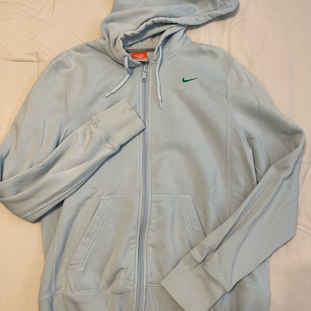 Nike Sky Blue Hoodie with Emerald Logo